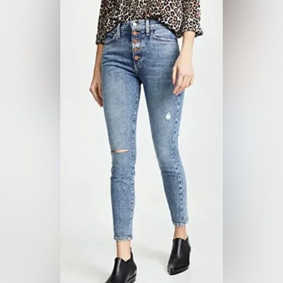 Alice + Olivia Good High Rise Exposed Button Jeans In Tried & True 28 - Picture 2 of 7